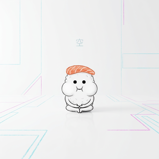 Zen Osushi-chan meditating in a digital void